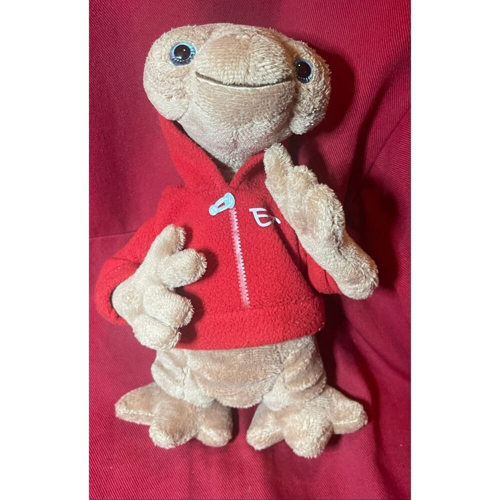Vintage Universal Studios ET Plush Red Hoodie 9” Alien Stuffed Toy Extra Terrest